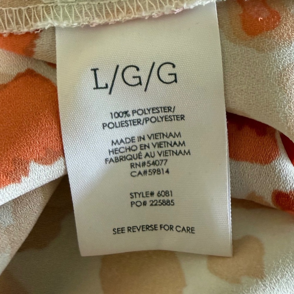 Cabi 6081 Go-To Orange Pink Abstract Animal Print Button Down Blouse Large L - Picture 5 of 7